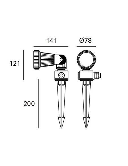 Outdoor stake light - FORLIGHT - Black ground spotlight, GU10 IP65, Suitable for use in saline environments