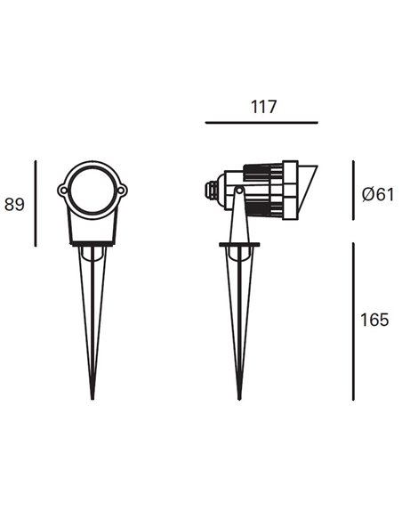 Minimal outdoor stake light - FORLIGHT - Black modern spotlight, LED 3000K or 4000K