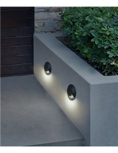 Sort wall recessed light - FORLIGHT - Suitable for saline environments, Black aluminium, LED 3000K 3,3W IP65