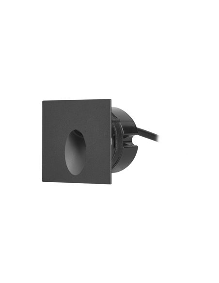 Icon outdoor wall light - FORLIGHT - Square black aluminium recessed luminaire, LED 3000K 228 lm, Dimensions: 8 cm