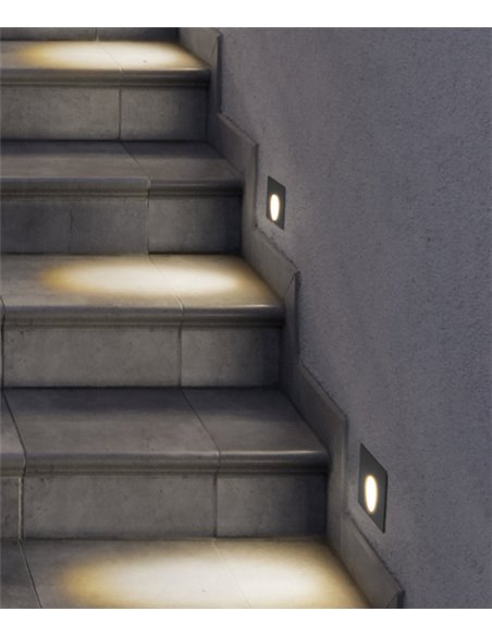 Icon outdoor wall light - FORLIGHT - Square black aluminium recessed luminaire, LED 3000K 228 lm, Dimensions: 8 cm