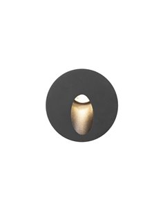 Icon outdoor wall light - FORLIGHT - Round black aluminium recessed luminaire, LED 3000K 228 lm, Diameter: 8 cm