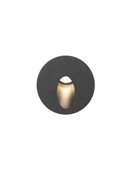 Icon outdoor wall light - FORLIGHT - Round black aluminium recessed luminaire, LED 3000K 228 lm, Diameter: 8 cm