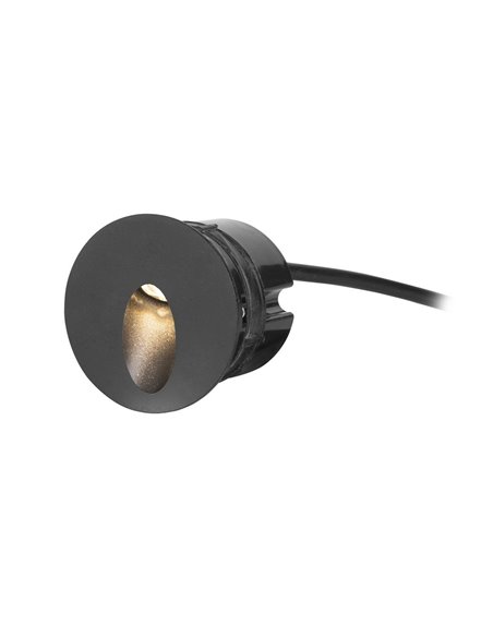 Icon outdoor wall light - FORLIGHT - Round black aluminium recessed luminaire, LED 3000K 228 lm, Diameter: 8 cm