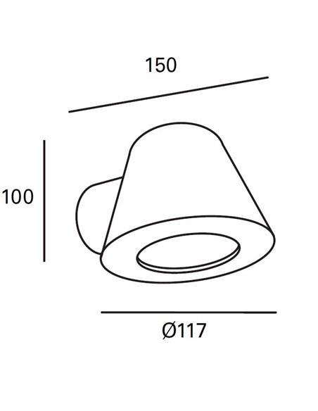 Cone outdoor wall light - FORLIGHT - Adjustable black lamp, GU10 IP54, Suitable for saline environments