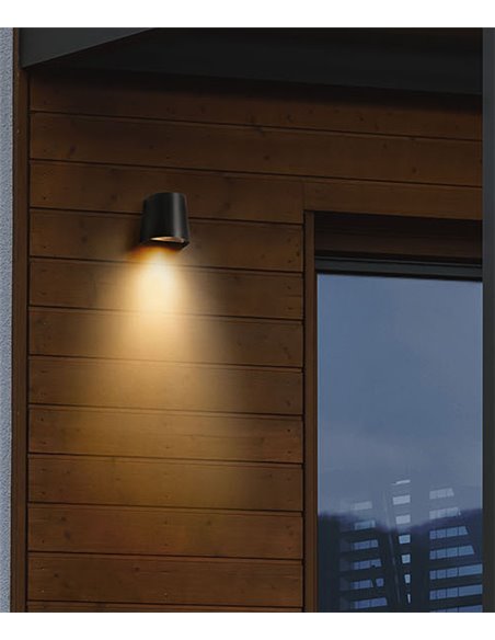 Prisma outdoor wall light - FORLIGHT - Modern black lamp, Height: 11 cm, Suitable for saline environments