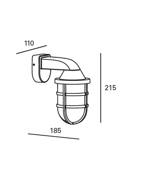 Corande outdoor wall light - FORLIGHT - Black vintage lamp, E27 IP44, Suitable for saline environments