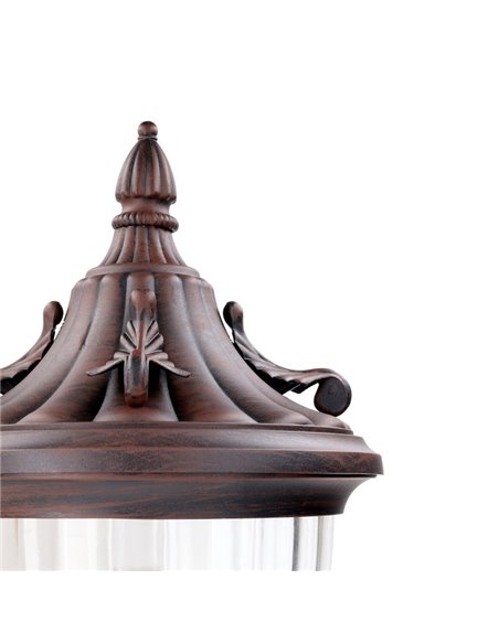 Adur outdoor wall light - FORLIGHT - Classic lamp in rust brown finish, Aluminium+crystal, E27 IP23