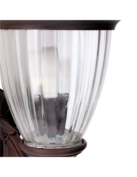 Adur outdoor wall light - FORLIGHT - Classic lamp in rust brown finish, Aluminium+crystal, E27 IP23