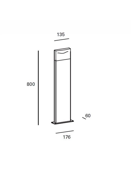Hide outdoor bollard light - FORLIGHT - Anthracite aluminium light, LED 4000K 812 lm IP65, Height: 80 cm