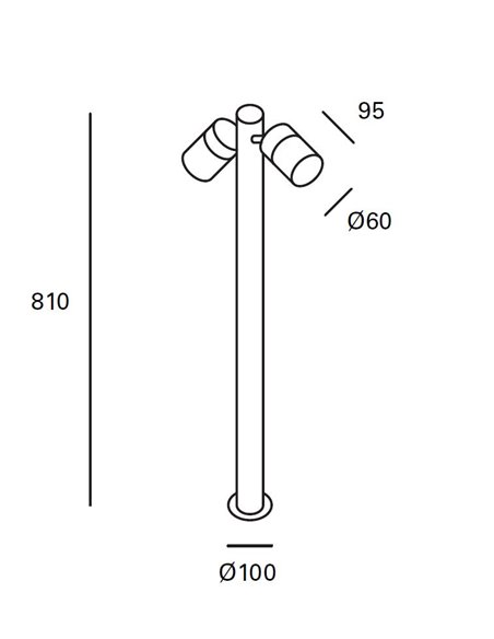 Pixa outdoor bollard - FORLIGHT - Black stainless steel lamp, GU10 IP44, Height: 81 cm