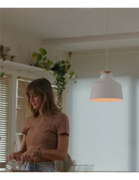 Nube pendant light - FORLIGHT - Nordic style, steel and wood pendant light, Adjustable in height
