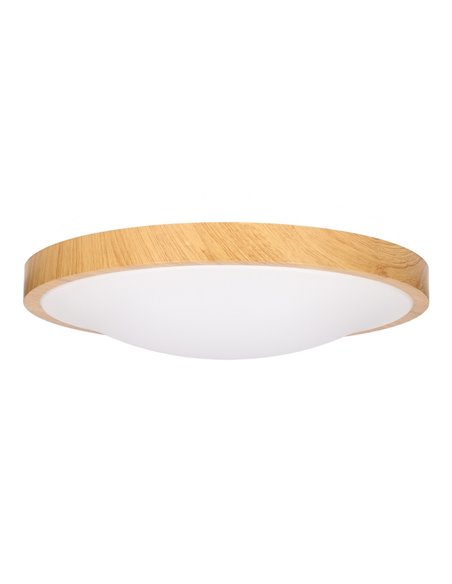 Tempo Wood ceiling light - FORLIGHT - Aluminium ceiling light with wood finish, LED 3000K 2300 lm, Diameter: 41 cm