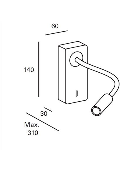 Mine wall light - FORLIGHT - Reading light in 2 colours, Adjustable flexo, LED 3000K 184 lm