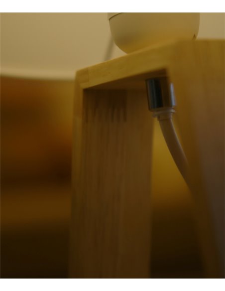Nuts table lamp - FORLIGHT - Nordic lamp with textile lampshade, Natural wood