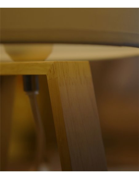 Nuts table lamp - FORLIGHT - Nordic lamp with textile lampshade, Natural wood