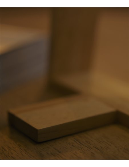 Nuts table lamp - FORLIGHT - Nordic lamp with textile lampshade, Natural wood