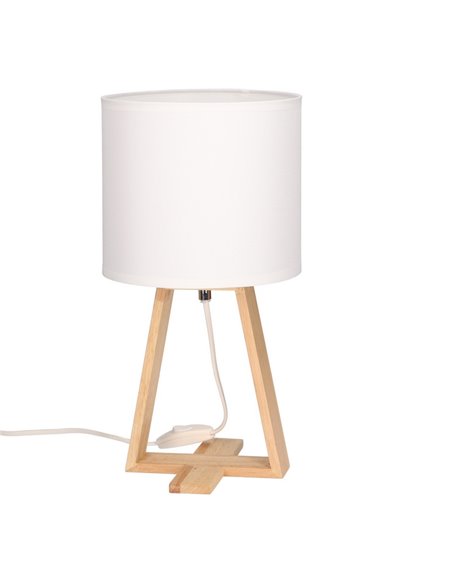 Nuts table lamp - FORLIGHT - Nordic lamp with textile lampshade, Natural wood