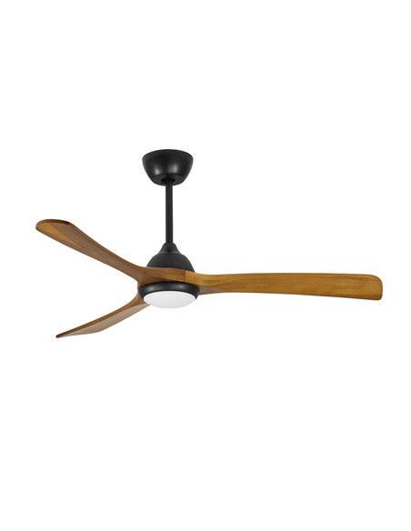 Bosc ceiling fan with light - FORLIGHT - DC fan with 3 wooden blades, 5 speeds, LED dimmable