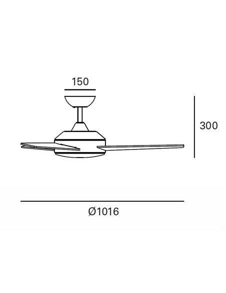 Windy ceiling fan with/without light - FORLIGHT - 3 wooden blades, Reverse function, 3 speeds