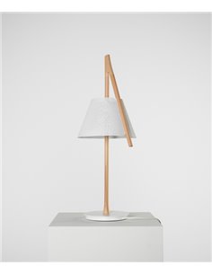 Cambo table lamp - a-emotional light - Design lamp made of stainless steel + beech wood, Height: 64 cm, LED Dimmable 2700K 850 l 2