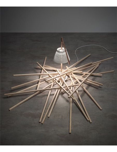 Cambo table lamp - a-emotional light - Design lamp made of stainless steel + beech wood, Height: 64 cm, LED Dimmable 2700K 850 l