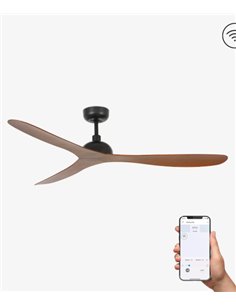 Gotland SMART black/wood ceiling fan – Faro – DC, Remote control with timer + Alexa/Google/Siri, 3 speeds