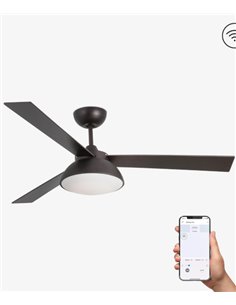 Rodas SMART brown ceiling fan with LED light – Faro – Remote control with timer + Alexa/Google/Siri, 5 speeds, DC motor