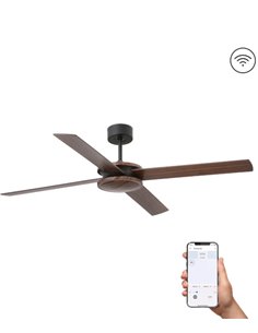 Polea SMART walnut/black ceiling fan – Faro – Remote control with timer + Alexa/Google/Siri, 6 speeds, DC motor