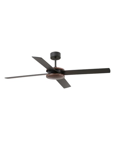 Polea SMART walnut/black ceiling fan – Faro – Remote control with timer + Alexa/Google/Siri, 6 speeds, DC motor