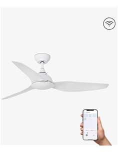 Sioux SMART white ceiling fan with LED light – Faro – IP44, Remote control with timer + Alexa/Google/Siri, 6 speeds
