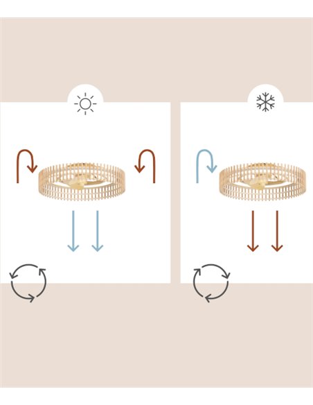 Bambu ceiling fan with light - FORLIGHT - Wooden fan DC, 6 speeds, Adjustable colour temperature, LED 4370 lm