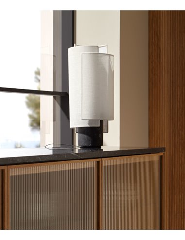 Rio table lamp - Punt Mobles - Natural cotton lampshade+Marble base, dimmable LED 2700K