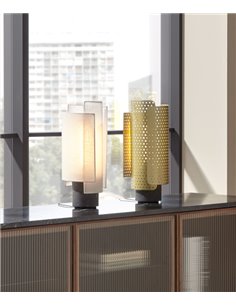 Rio table lamp - Punt Mobles - Natural cotton lampshade+Marble base, dimmable LED 2700K 2