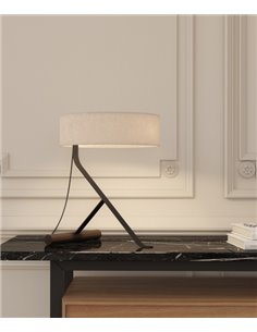 Chicago table lamp - Punt Mobles - Cotton textile lampshade+Walnut and metal base, dimmable LED 2700K