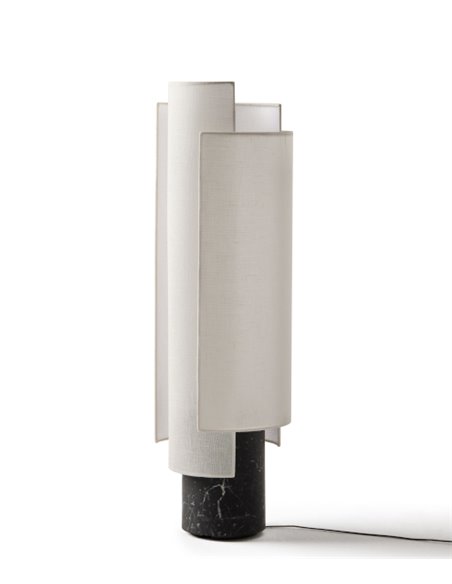 Rio floor lamp - Punt Mobles - Cotton textile lampshade, Marquina marble base, dimmable LED 2700K