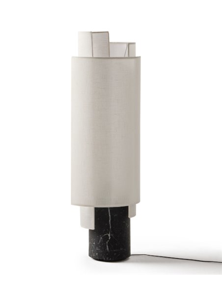 Rio floor lamp - Punt Mobles - Cotton textile lampshade, Marquina marble base, dimmable LED 2700K