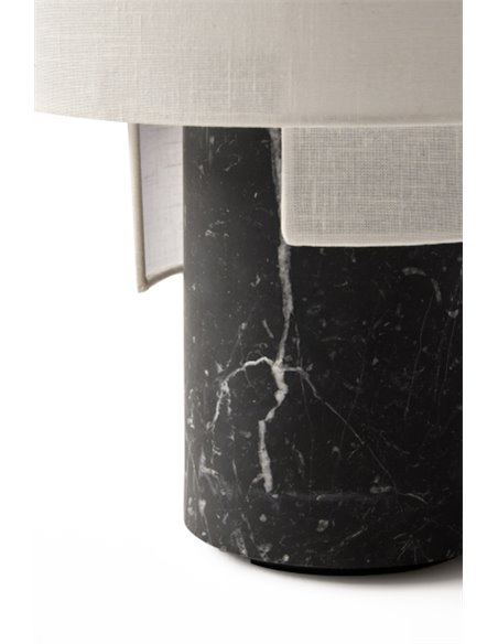 Rio floor lamp - Punt Mobles - Cotton textile lampshade, Marquina marble base, dimmable LED 2700K