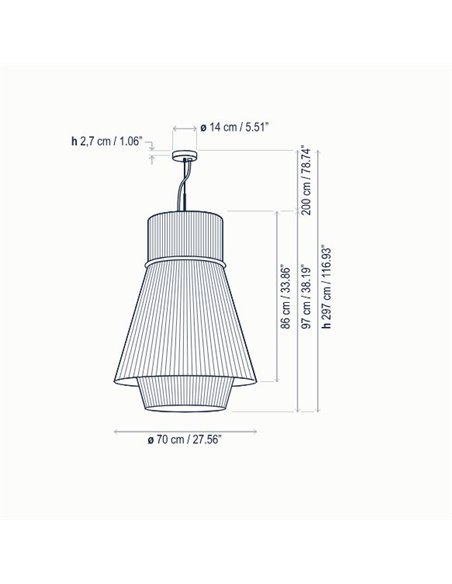 Folie S/70.2 pendant light - Bover - Translucent ribbon lampshade, Diameter: 70 cm