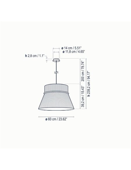Folie pendant light - Bover - Translucent ribbon shade, Diameter: 60 cm