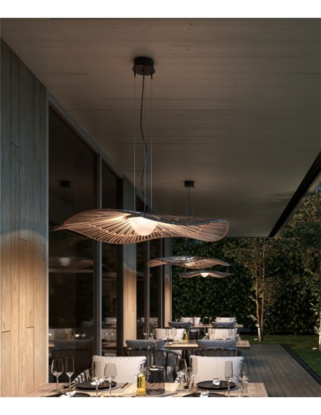 Mediterrànea outdoor pendant light - Bover - Brown synthetic fibre lampshade, dimmable LED Triac