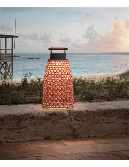Nans portable lamp - Bover - Outdoor light, Hand-woven synthetic fibre lampshade, 3 dimmer settings, 3 dimming options