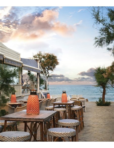 Nans portable lamp - Bover - Outdoor light, Hand-woven synthetic fibre lampshade, 3 dimmer settings, 3 dimming options