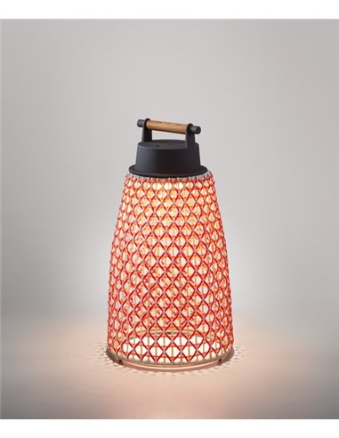 Nans portable lamp - Bover - Outdoor light, Hand-woven synthetic fibre lampshade, 3 dimmer settings, 3 dimming options
