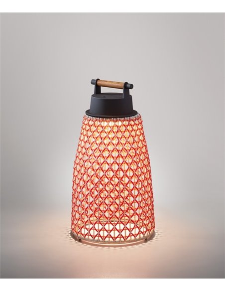 Nans portable lamp - Bover - Outdoor light, Hand-woven synthetic fibre lampshade, 3 dimmer settings, 3 dimming options