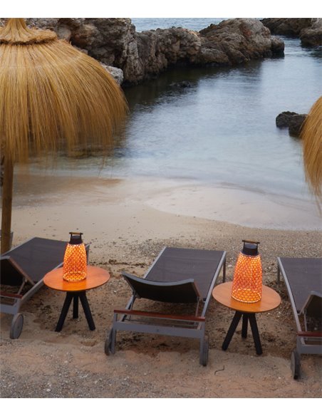 Nans portable lamp - Bover - Outdoor light, Hand-woven synthetic fibre lampshade, 3 dimmer settings, 3 dimming options