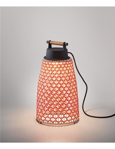 Nans table lamp - Bover - Outdoor lamp, Hand-woven synthetic fibre lampshade, Adjustable brightness
