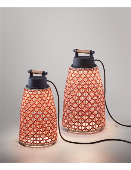 Nans table lamp - Bover - Outdoor lamp, Hand-woven synthetic fibre lampshade, Adjustable brightness