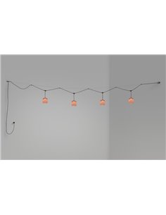 Nans Catenary ceiling pendant - Bover - Outdoor light, 4 hand-woven synthetic fibre lampshades, LED 2700K