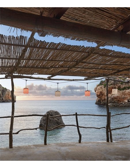 Nans Catenary ceiling pendant - Bover - Outdoor light, 4 hand-woven synthetic fibre lampshades, LED 2700K